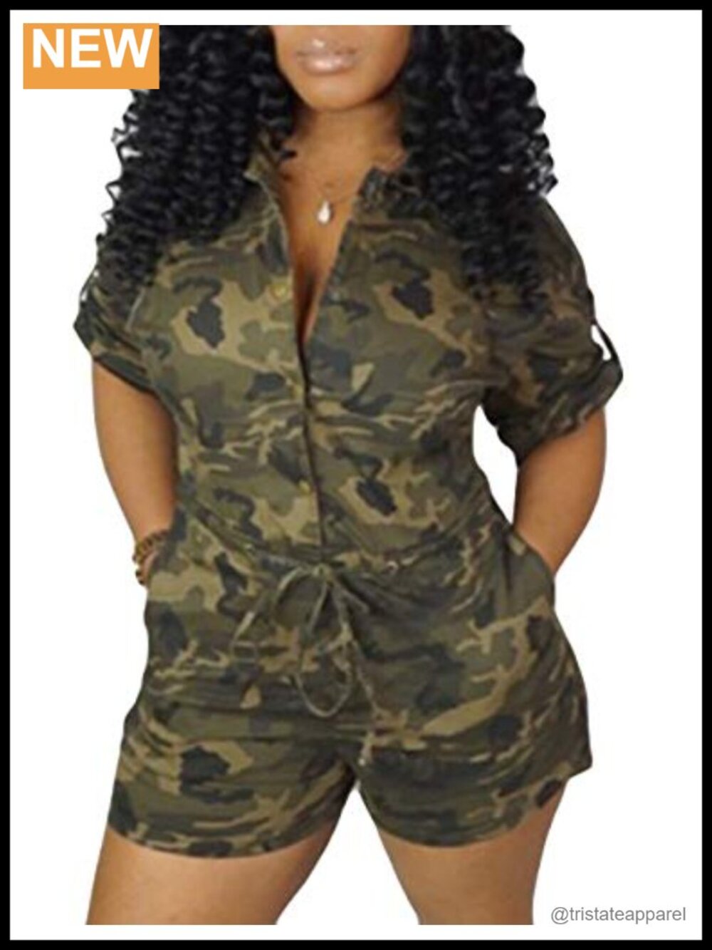 Women Camo Romper Short Sleeve Cargo Playsuit Camouflage Utility Outfit